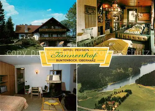 AK / Ansichtskarte Buntenbock Hotel Pension Tannenhof Restaurant Fremdenzimmer See Fliegeraufnahme Buntenbock