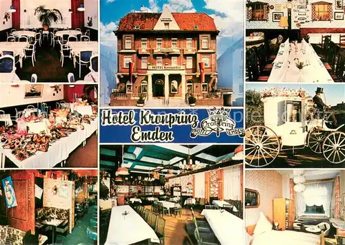 AK / Ansichtskarte Emden_Ostfriesland Hotel Kronprinz Restaurant Buffet Hochzeitskutsche Emden_Ostfriesland