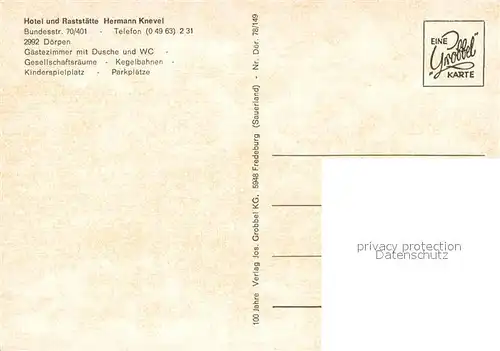 AK / Ansichtskarte Doerpen Rasthaus Knevel Restaurant Theke Doerpen