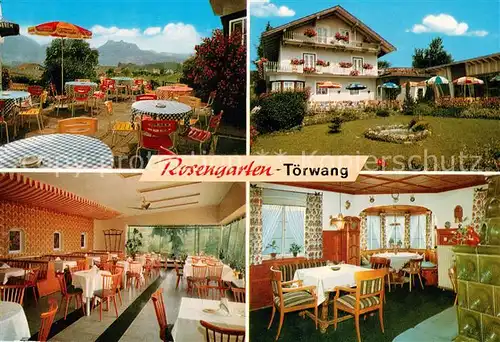 AK / Ansichtskarte Toerwang Cafe Pension Rosengarten Gastraum Terrasse Toerwang