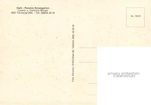 AK / Ansichtskarte Toerwang Cafe Pension Rosengarten Gastraum Terrasse Toerwang