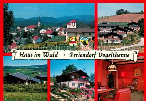 AK / Ansichtskarte Taufkirchen_Muenchen Feriendorf Vogelthenne Haus im Wald Ortsansicht mit Kirche Ilztal Taufkirchen Muenchen