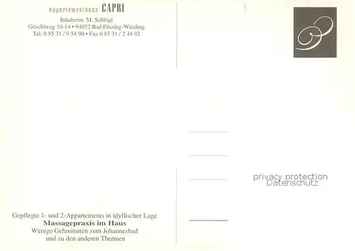 AK / Ansichtskarte Wuerding_Bad_Fuessing Appartementhaus Capri Johannesbad Wuerding_Bad_Fuessing