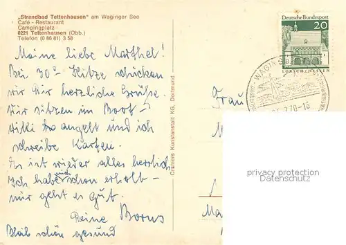 AK / Ansichtskarte Tettenhausen Strandbad am Waginger See Restaurant Badesteg Tettenhausen