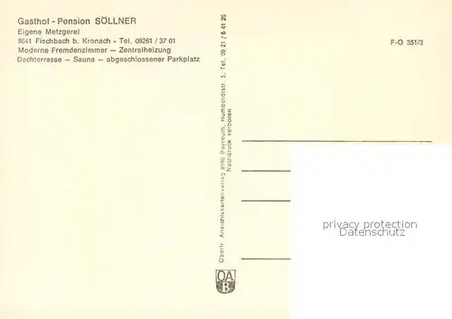 AK / Ansichtskarte Fischbach_Kronach Gasthof Pension Soellner Restaurant Fischbach Kronach