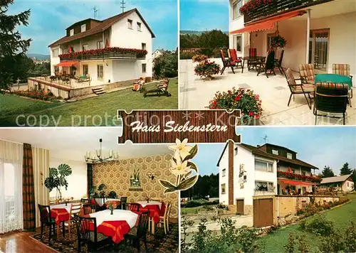 AK / Ansichtskarte Fichtelberg_Bayreuth Gaestehaus Pension Haus Siebenstern Gastraum Terrasse Fichtelberg Bayreuth