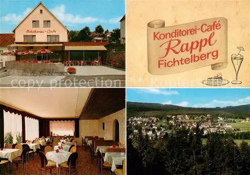 AK / Ansichtskarte Fichtelberg_Bayreuth Konditorei Cafe Rappi Gastraum Terrasse Panorama Fichtelgebirge Fichtelberg Bayreuth