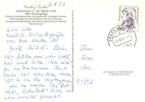 AK / Ansichtskarte Grafengehaig Gasthof Pension Zeitler Gastraum Fremdenzimmer Panorama Grafengehaig