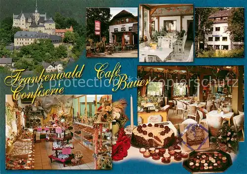 AK / Ansichtskarte Lauenstein_Oberfranken Frankenwald Confiserie Cafe Bauer Konditorei Schloss Lauenstein_Oberfranken