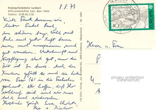 AK / Ansichtskarte Lambach_Lam Kolping Ferienheim Terrasse Bayerischer Wald Lambach_Lam