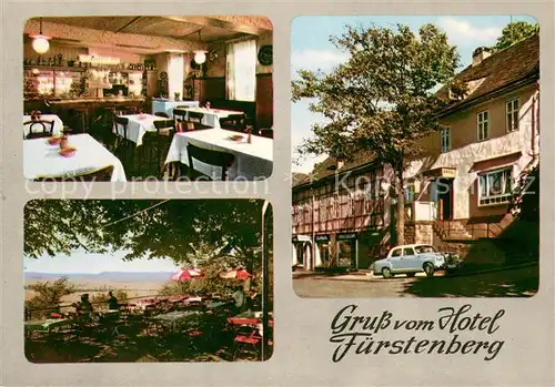AK / Ansichtskarte Fuerstenberg_Weser Hotel Fuerstenberg Gaststube Gartenterrasse Fuerstenberg_Weser