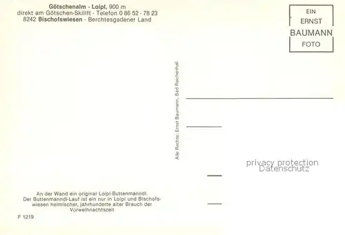 AK / Ansichtskarte Bischofswiesen Goetschenalm Gastraum Bischofswiesen