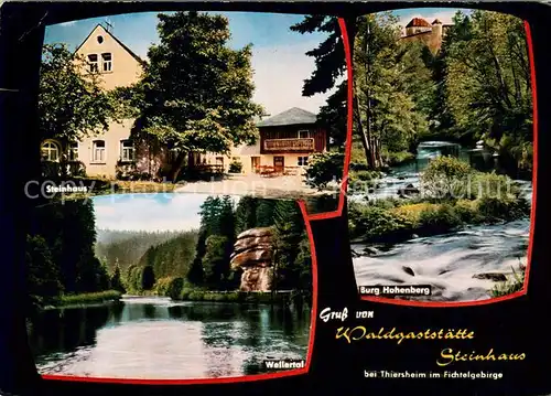 AK / Ansichtskarte Thiersheim Waldgaststaette Steinhaus Wellertal Burg Hohenberg Thiersheim