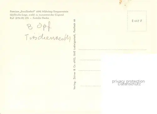 AK / Ansichtskarte Treppenstein_Oberpfalz Pension Forellenhof Treppenstein_Oberpfalz