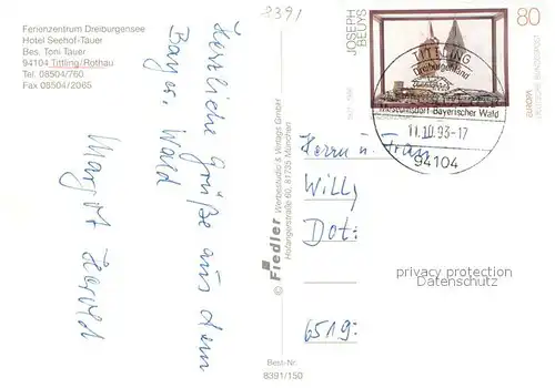 AK / Ansichtskarte Rothau_Dreiburgensee Hotel Seehof Tauer Terrasse 