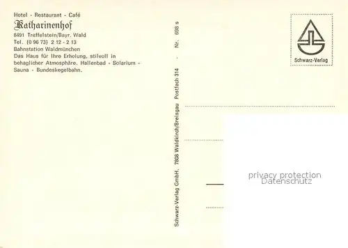 AK / Ansichtskarte Treffelstein Hotel Restaurant Cafe Katharinenhof Treffelstein
