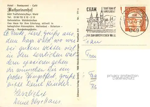 AK / Ansichtskarte Treffelstein Hotel Restaurant Cafe Katharinenhof Treffelstein