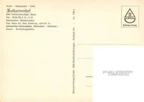 AK / Ansichtskarte Treffelstein Hotel Restaurant Cafe Katharinenhof Empfang Heustadel Fremdenzimmer Treffelstein