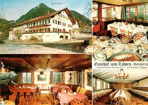 AK / Ansichtskarte Burgberg_Allgaeu Gasthof zum Loewen Allgaeuer Stube Festsaal Burgberg Allgaeu
