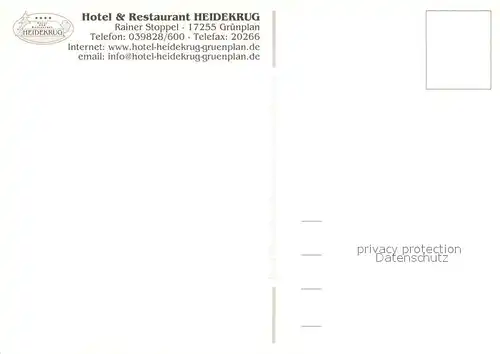 AK / Ansichtskarte Gruenplan Hotel Restaurant Heidekrug  Gruenplan