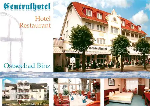 AK / Ansichtskarte Binz_Ruegen Centralhotel Hotel Restaurant Dependance Villa Mona Lisa Gaststube Zimmer Binz_Ruegen