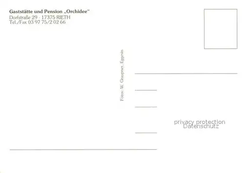 AK / Ansichtskarte Rieth_Ueckermuende Gaststaette Pension Orchidee Bar Fliegeraufnahme Zimmer Rieth Ueckermuende