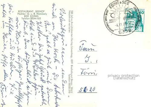 AK / Ansichtskarte Eging_See Restaurant Seehof Terrasse Gastraum Panorama Eging_See