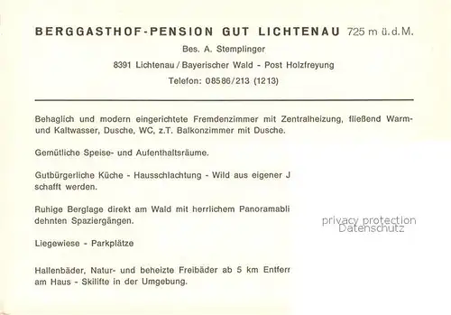 AK / Ansichtskarte Lichtenau_Mittelfranken Berggasthof Pension Gut Lichtenau Bayerischer Wald Lichtenau Mittelfranken