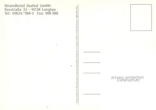 AK / Ansichtskarte Langlau Strandhotel Seehof Restaurant Fremdenzimmer Brombachsee Langlau