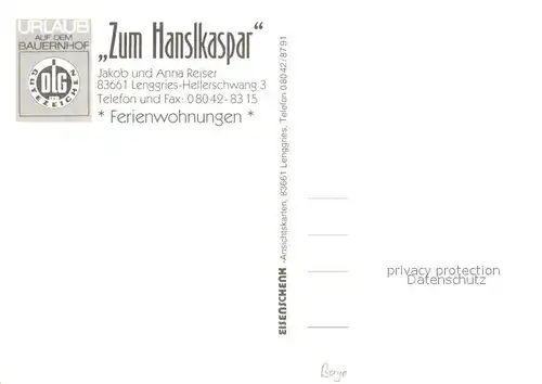 AK / Ansichtskarte Hellerschwang Ferienwohnungen Zum Hanslkaspar Appartement Hellerschwang