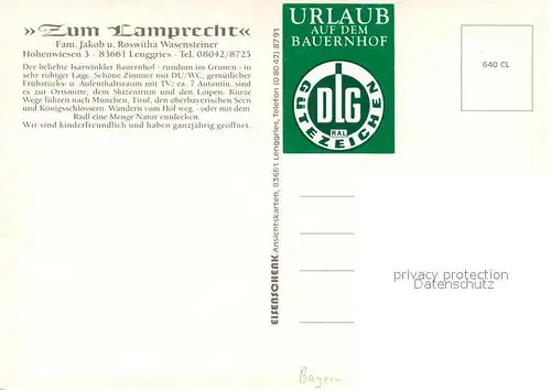 AK / Ansichtskarte Lenggries Lamprechtshof Lenggries