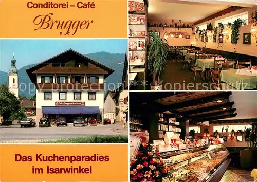 AK / Ansichtskarte Lenggries Conditorei Cafe Brugger Gaststube Kuchentheke Lenggries
