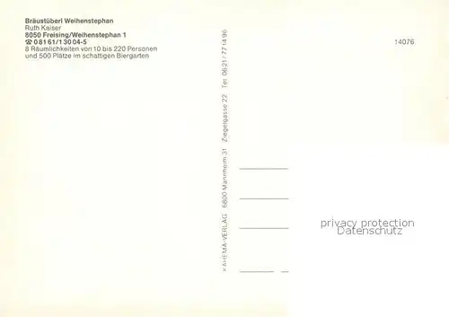 AK / Ansichtskarte Weihenstephan_Freising Braeustueberl Weihenstephan Gastraeume Gewoelbekeller Weihenstephan_Freising