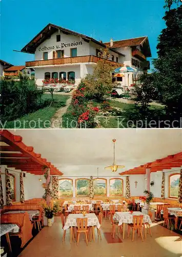 AK / Ansichtskarte Baierbach_Rosenheim Gasthaus Pension zum Simssee Gastraum Garten Terrasse Baierbach Rosenheim