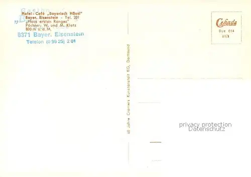 AK / Ansichtskarte Bayerisch_Eisenstein Cafe Bayerisch Haeusl Terrasse Kapelle Bayerisch_Eisenstein