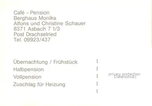 AK / Ansichtskarte Asbach_Drachselsried Cafe Pension Berghaus Monika 
