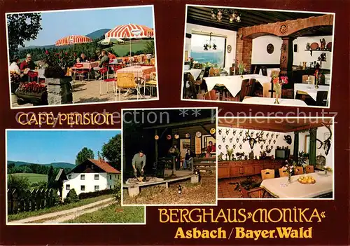 AK / Ansichtskarte Asbach_Drachselsried Cafe Pension Berghaus Monika Gaststube Terrasse Grillplatz 