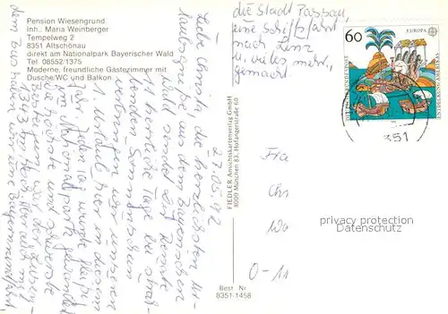 AK / Ansichtskarte Altschoenau Pension Wiesengrund am Nationalpark Bayerischer Wald Altschoenau
