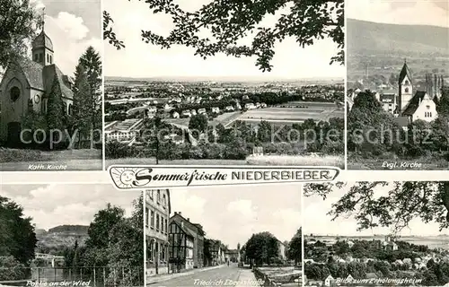 AK / Ansichtskarte Niederbieber_Neuwied Kath Kirche Panorama Ev Kirche Wiedpartie Friedrich Erbert Strase Erholungsheim Niederbieber Neuwied