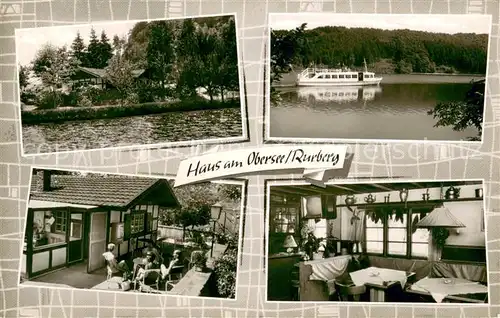 AK / Ansichtskarte Rurberg Haus am Obersee Fahrgastschiff Terrasse Gaststube Rurberg