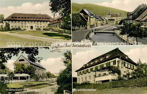 AK / Ansichtskarte Bad_Salzdetfurth Badehaus Blick auf Hotel Kronprinz Gradierwerk im Kurpark Jugendherberge Bad_Salzdetfurth