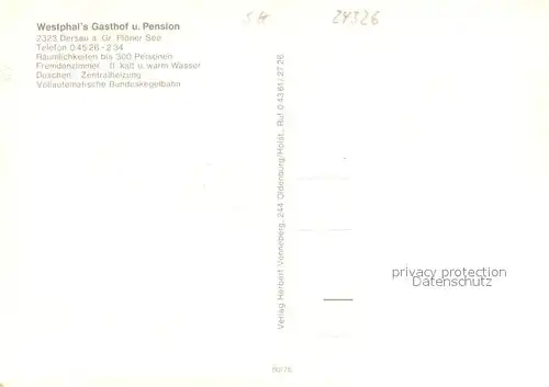 AK / Ansichtskarte Dersau Westphals Gasthof Gastraeume Ploener See Dersau