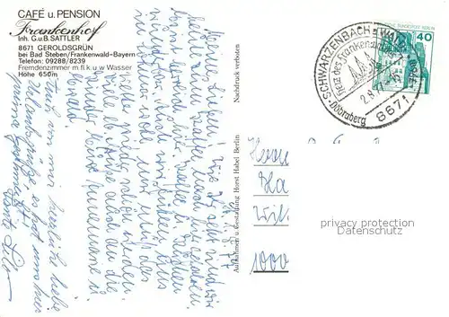 AK / Ansichtskarte Bad_Steben Cafe Frankenhof Pension Liegewiese Gaststube Terrasse Bad_Steben