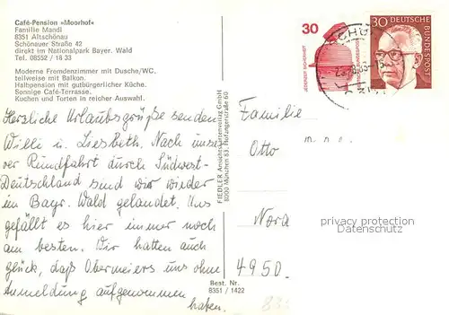 AK / Ansichtskarte Altschoenau Cafe Pension Moorhof Gastraum Fremdenzimmer Fliegeraufnahme Altschoenau