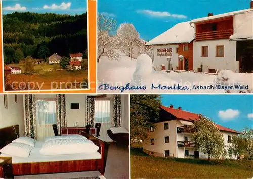 AK / Ansichtskarte Asbach_Drachselsried Berghaus Monika Pension Terrassen Cafe im Winter und im Sommer 
