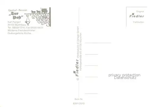 AK / Ansichtskarte Buechlberg Gasthof Pension Zur Post Aufenthaltsraum Gartenterrasse Fremdenzimmer Buechlberg