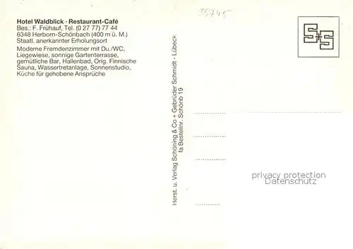 AK / Ansichtskarte Schoenbach_Dillkreis Hotel Waldblick Restaurant Cafe Hallenbad Schoenbach Dillkreis