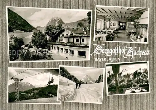 AK / Ansichtskarte Oberaudorf Berggasthof Hocheck Bayerische Alpen Sessellift Winterimpressionen Oberaudorf