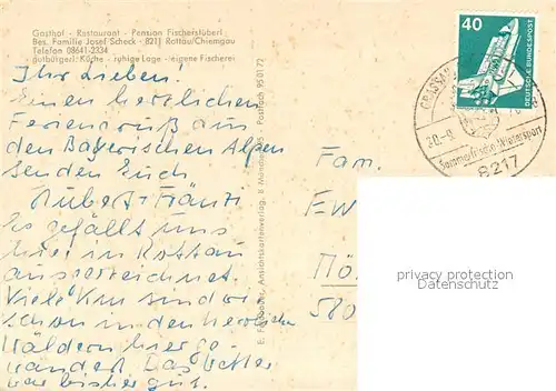 AK / Ansichtskarte Rottau_Chiemgau Gasthof Pension Restaurant Scheck s Fischerstueberl Panorama Rottau Chiemgau