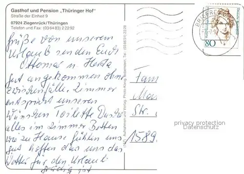 AK / Ansichtskarte Ziegenrueck Gasthof Pension Thueringer Hof Restaurant Ortsansicht mit Kirche Ziegenrueck